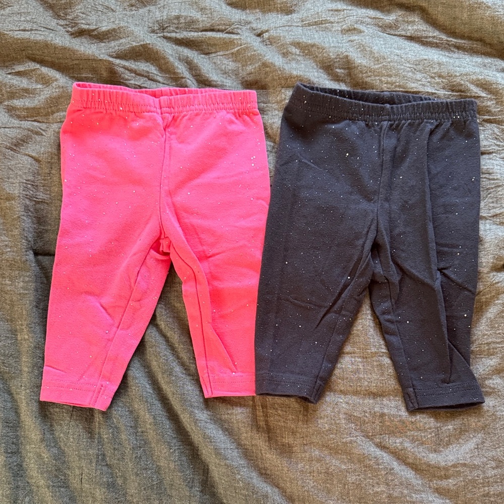 Carter's Sparkle Leggings Set in Hot Pink and Black